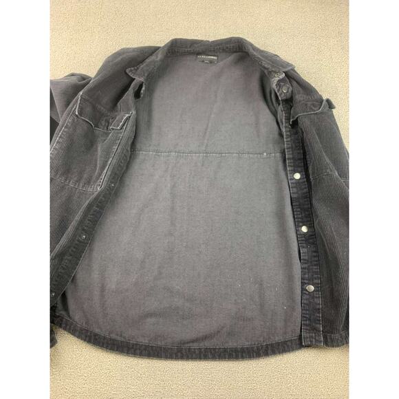 Y2K No Boundaries Corduroy Shirt Men L Black Long Sleeve Snap Dual Chest Pockets - Picture 4 of 8